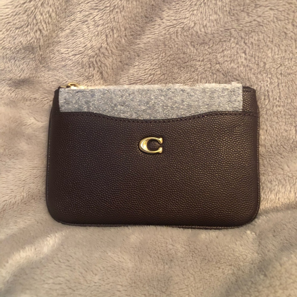 Coach Caviar Leather Keychain Pouch Wallet Oxblood